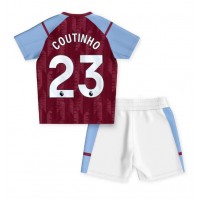 Fotbalové Dres Aston Villa Philippe Coutinho #23 Dětské Domácí 2023-24 Krátký Rukáv (+ trenýrky)